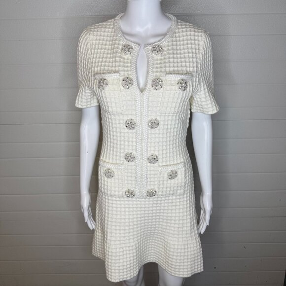 Sierra Darien White Textured Knit Mini Dress (NWT) - Picture 1 of 6